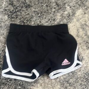 Adidas Kids Black Shorts with Pink Logo